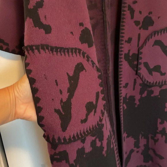 Simply couture sweater M/L cardigan coat front pocket 3/4 sleeves abstract print - Picture 11 of 11